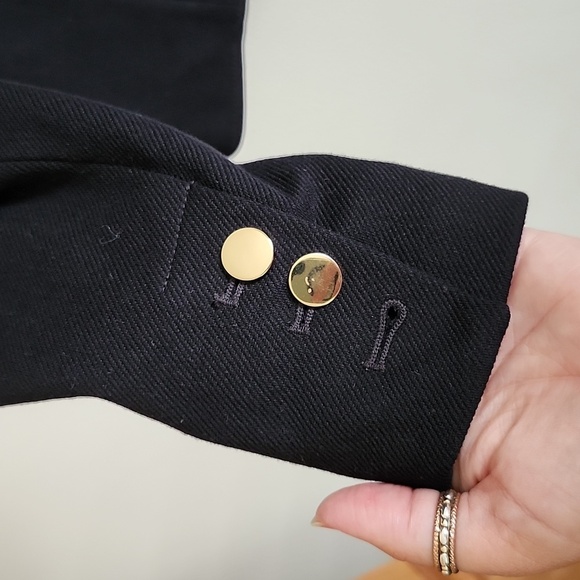 Loft Single Button Sweater Blazer Black Stretch Women's size 4 Gold Hardware - Picture 9 of 11